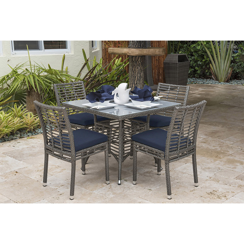 Square 4 - Person Outdoor Dining Set, Canvas Navy Sunbrella® Canvas