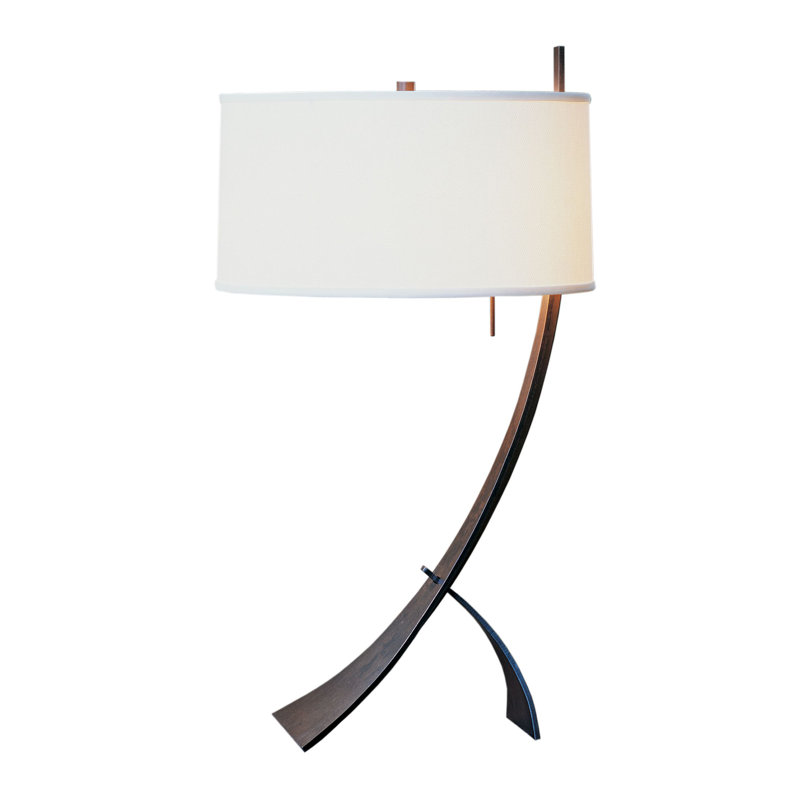 Stasis 28.3" Metallic Arched Table Lamp, Natural Anna, Soft Gold