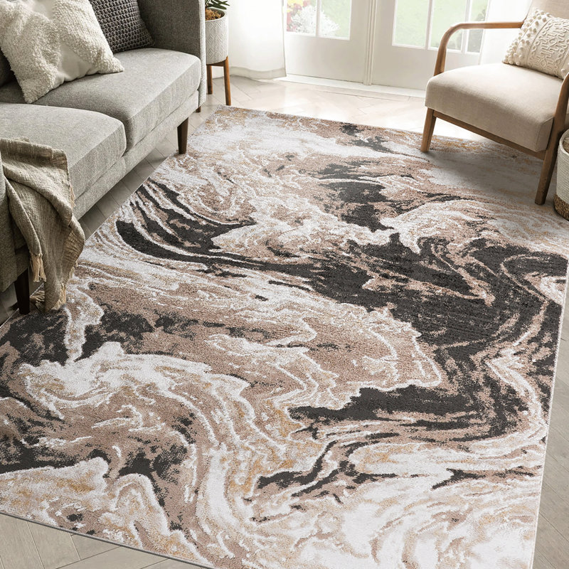 Tapis tissé et tissé brun 8 x 10 L.