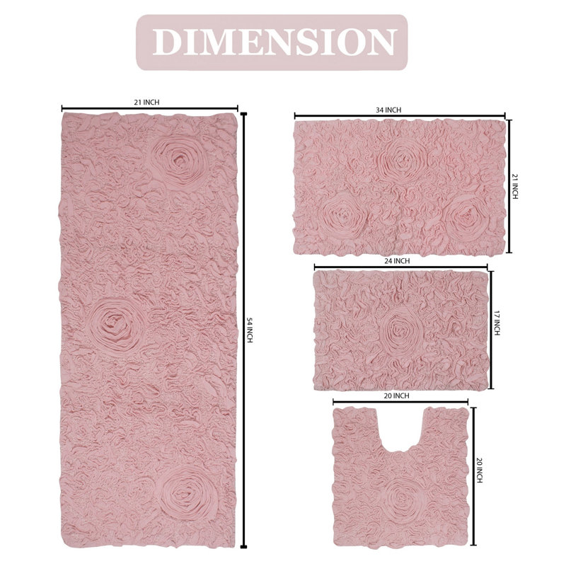 Ensemble de tapis pour salle de bain et tapis de contour antidérapants Freida, Rose