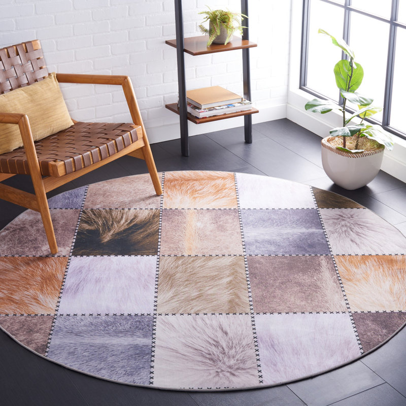Briceida Performance Machine Washable Geometric Rug, Round 6'