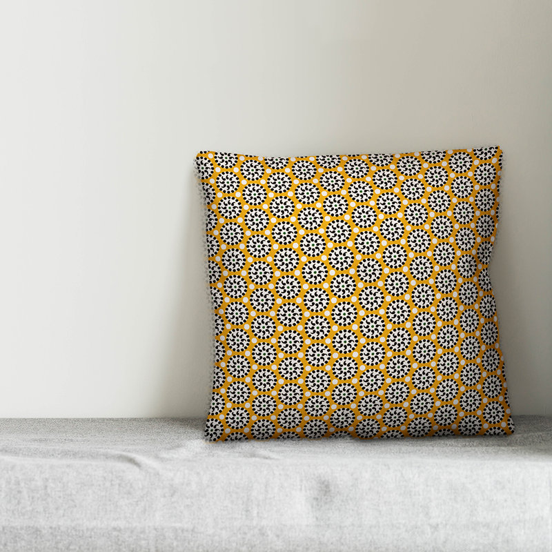 Boho Polka Dots Square Pillow, 16" x 16", Indoor, Yellow