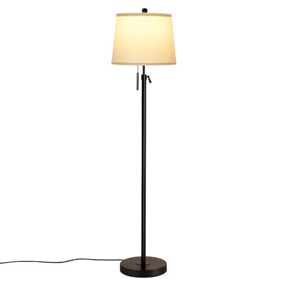 Modern Dimmable Floor Lamp with Adjustable Height, Linen Shade, Warm White Bulb Included for Living Room & Bedroom