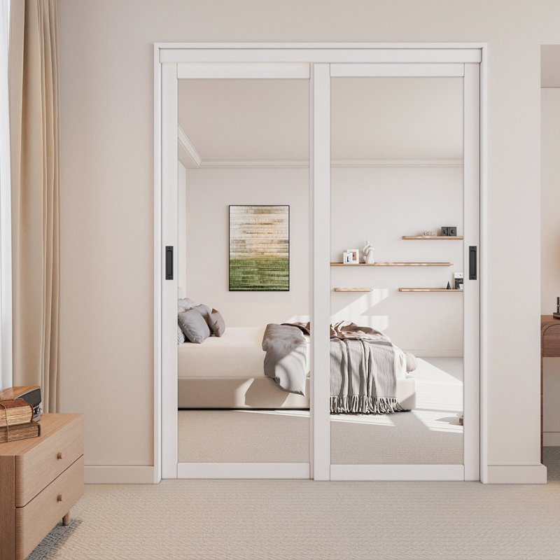 Porte coulissante en miroir blanc 1-Lite, 60 po x 80 po