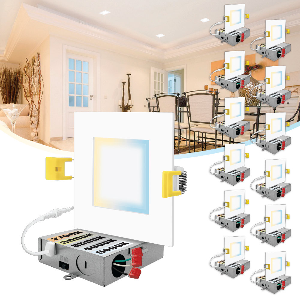 6'' Ultra Slim Selectable CCT New Construction LED Canless Recessed Lighting Kit (Set of 12) NUWATT 