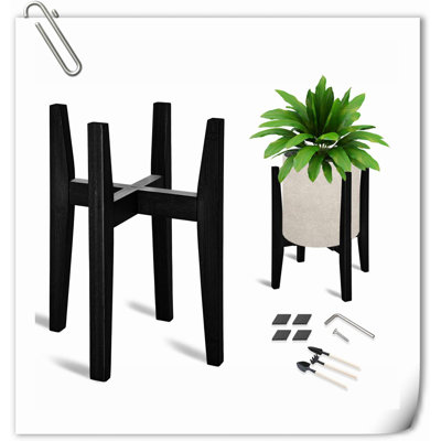 Support à plante réglable pour l'intérieur, supports à plantes modernes en bambou de style Mid-Century, support à fleurs en coin pour le salon, convient aux pots de 8 à 12 pouces (pot et plante non inclus) (noir, paquet de 1)