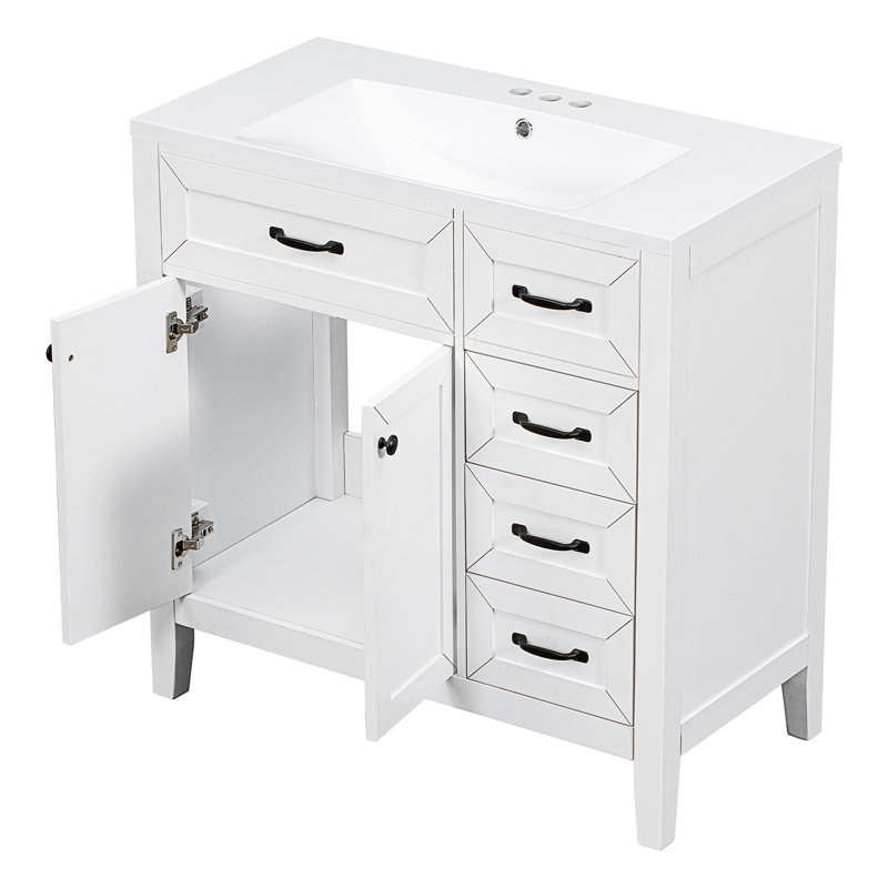Meuble-lavabo simple avec plateau 35,98 po Daryla, Blanc