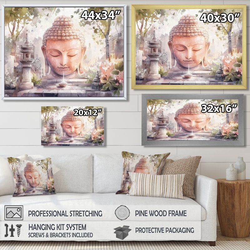 Divine Echoes Of Buddhism II - Bouddhisme, art mural salon, H 12 po x l 20 po, Reproduction encadrée, Noir
