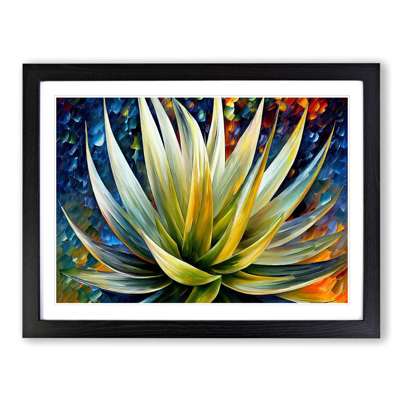 Aloe Vera Succulent Plant Vol.2 - Single Picture Frame Painting, Black, 46cm H x 64cm W x 2cm D