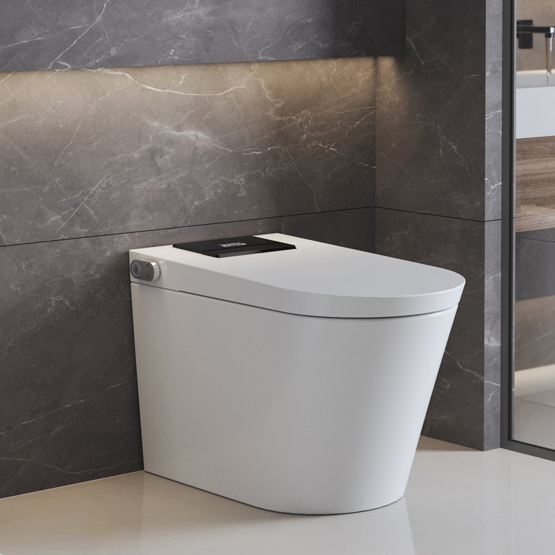 1.34 GPF Smart Bidet Toilet With Nano Bubble Wash, Quiet-Closed Heated Sensor Auto, Auto Open/Close, Foot Sensor Flush, Warm Wash(Remote Included), Rapid Drying