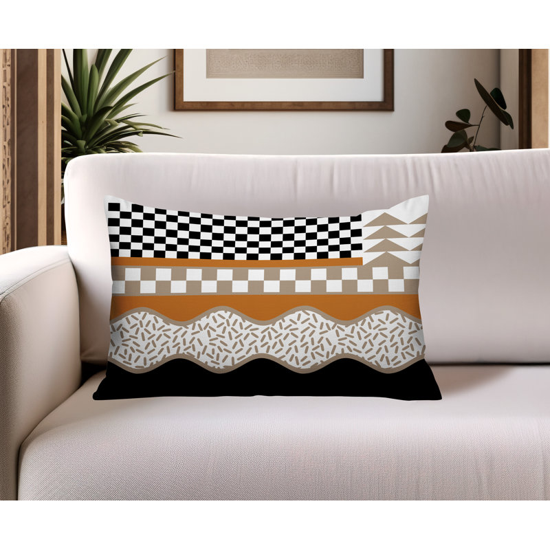 Coussin lombaire intérieur / extérieur Trix Abstract, Rectangle H 14 po x l 20 po, Orange