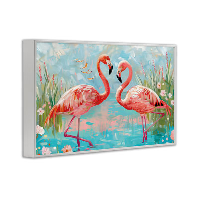 Giclée encadrée «Modern Flamingo Love» par LSR Design Studio