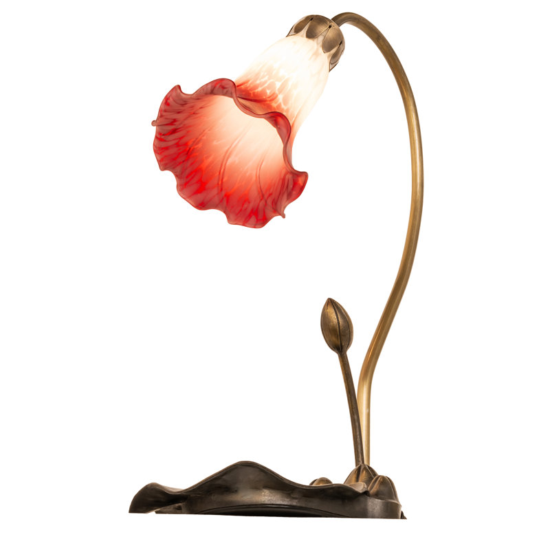 Kelsoe Arched Table Lamp, Antique Brass, Dark Red/White