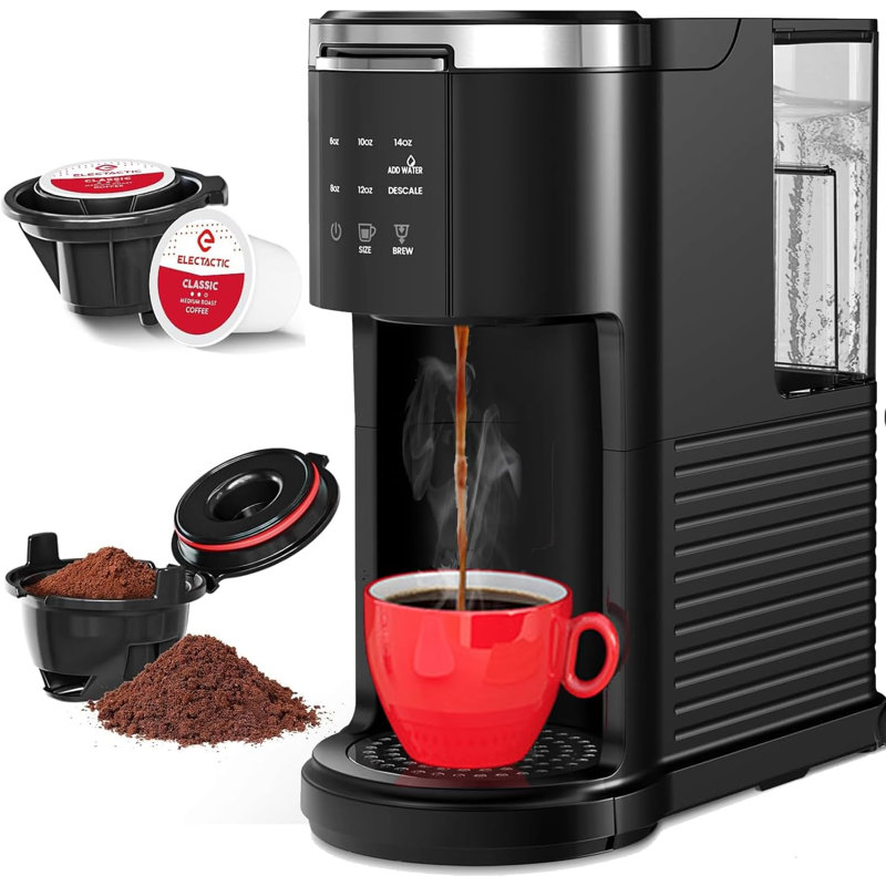 Single-Serve Coffee Maker for K-Cups & Ground Coffee, Featuring 5 Brew Sizes, 40oz Tank & Instant Heat in Black