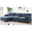 Canapé modulaire de 108 po en forme de L avec coussin de siège extra large de 31,5 po, chargeur USB et de type C, support de téléphone et 2 poches de rangement latérales, repose-pieds à mouvement libre, chenille rayée-2052589427