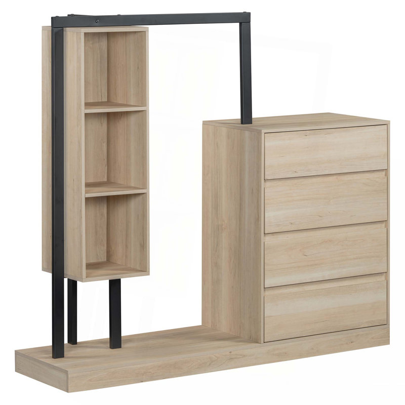 Armoire avec 4 tiroirs et 3 tablettes, Naturel