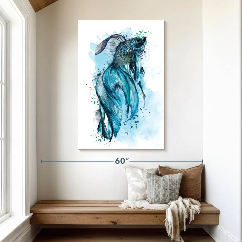 Blue Betta Fish Splash, 48" H x 32" W