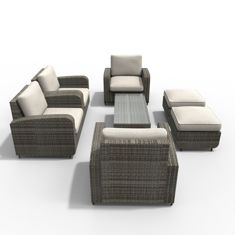 6 - Person Patio Conversation Set with Cushions, Gray