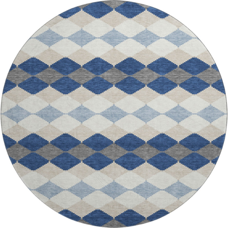 Premium Machine Washable Bunderberg AMF1007 Geometric Rug, Round 8'