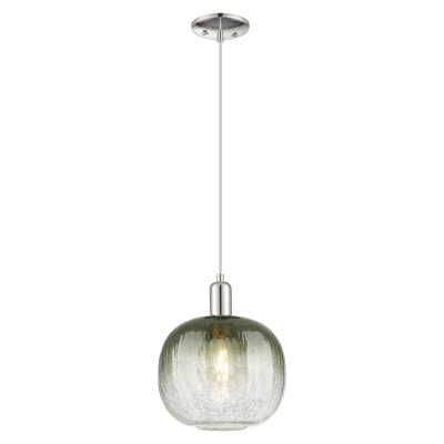 Downtown Urban - sphère Brookhaven - mini-luminaire suspendu à cordon de 10 po - finition nickel brossé satiné - abat-jour bleu saphir