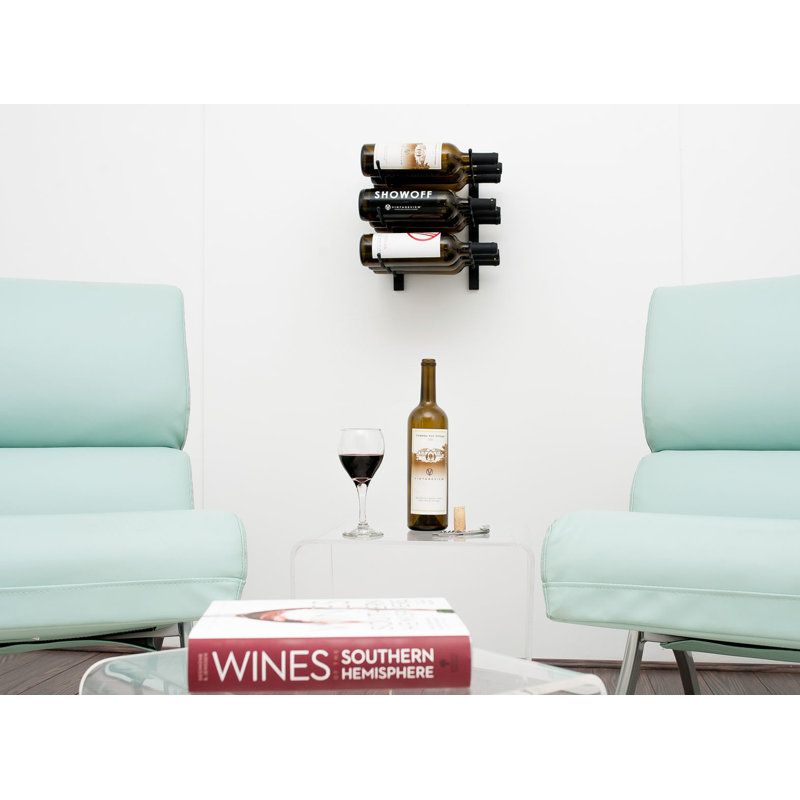 9 Bottle Wall Mounted Wine Bottle Rack in Black