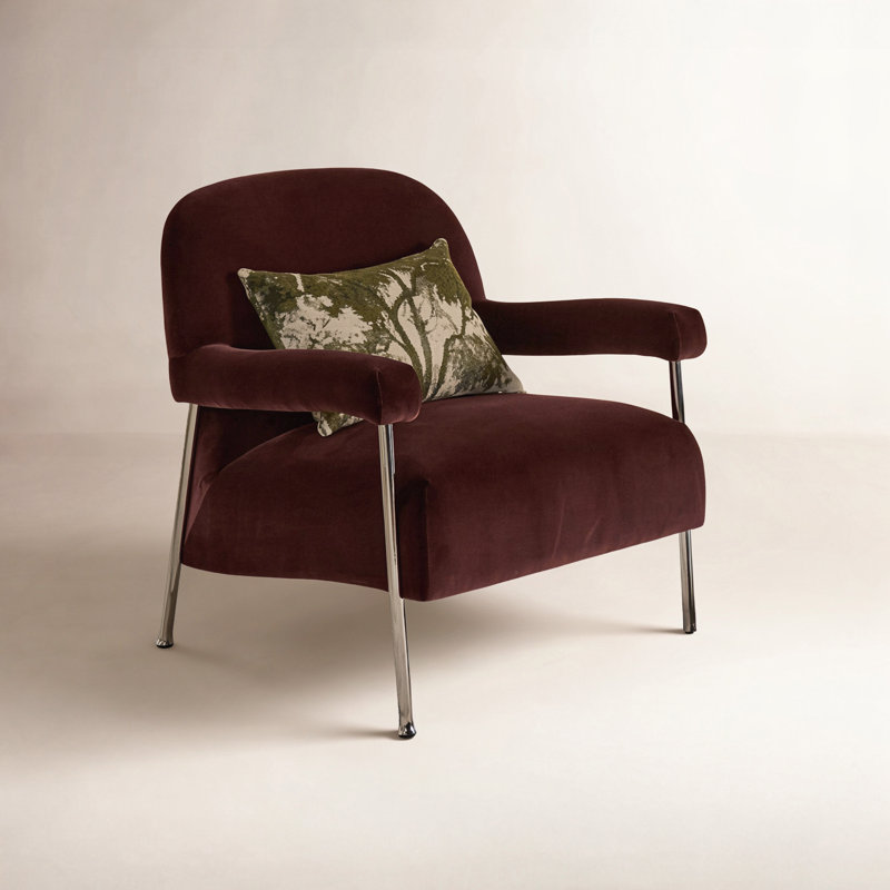 Chaise avec accoudoirs Vieira Gabriette, Velours de performance prune Surrey