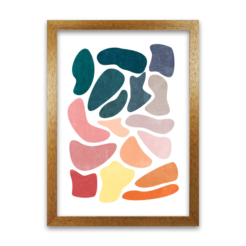 Colourful Abstract Shapes A - Print, Oak Frame, 59cm H x 42cm W x 3cm D
