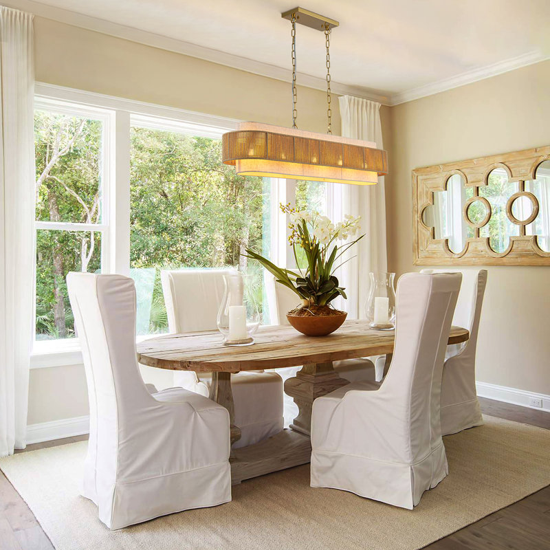 5-light Natural Rattan Kitchen Island Chandelier