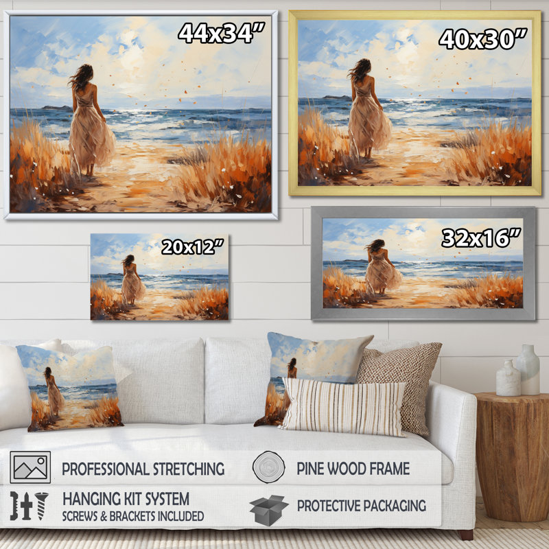 Coastalbeachsand Sandy Serenity Pointillism VII, reproduction d'art sur toile, H 12 po x l 20 po x P 1 po