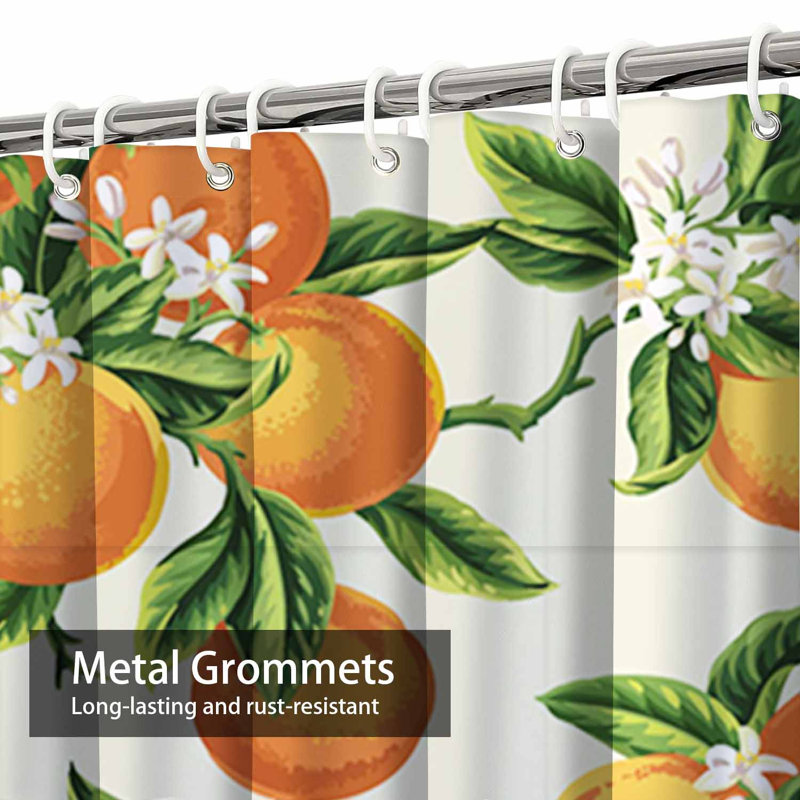 Rideau de douche imperméable à motif floral orange avec 12 crochets, L 72 po x l 72 po