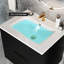 Meuble-lavabo suspendu noir moderne de 61 cm (24 pouces) avec lavabo en céramique et tiroir en forme de U, grand espace de rangement pour les produits de soins personnels. Tiroirs cannelés pour une durabilité accrue et une ouverture/fermeture fluide.