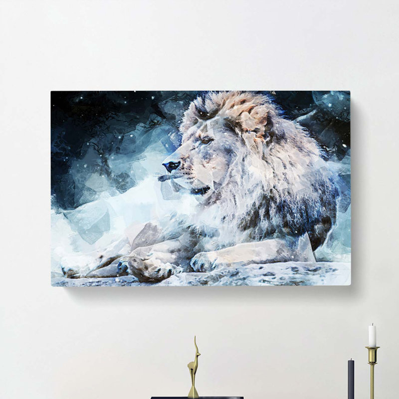 Beautiful Lion In Abstract - Wrapped Canvas Painting, 40cm H x 60cm W x 3cm D