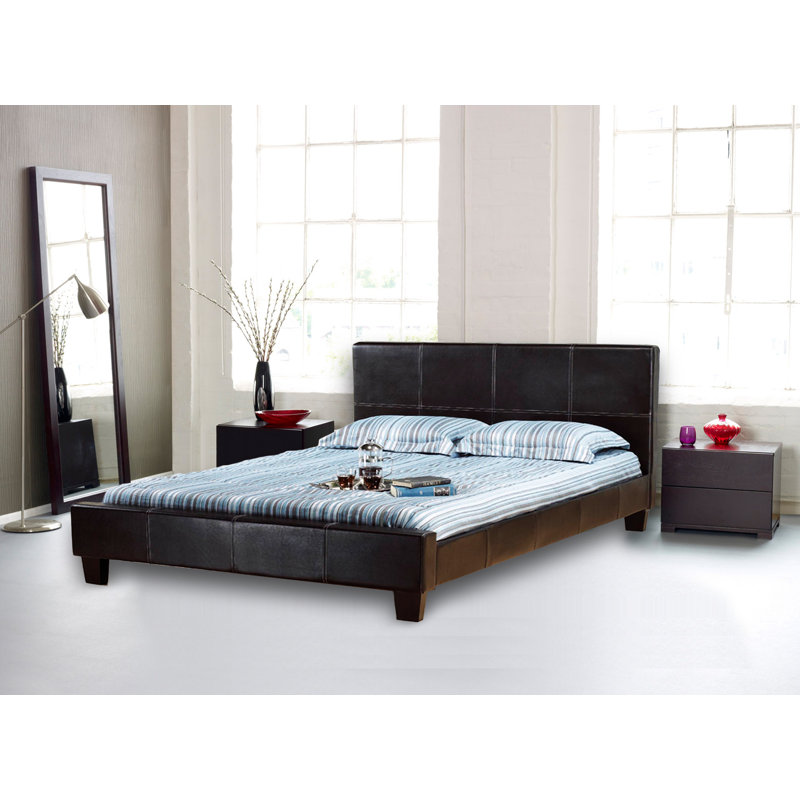 Lit plateforme tapissier Camacho, Espresso, Grand