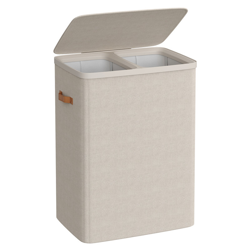 Laundry Basket With Lid, ?Ink , Beige