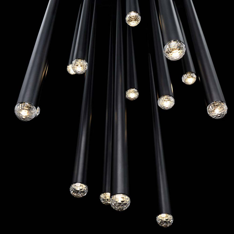 Cascade 15 - Light Chandelier, Black, 120" H x 23" W x 120" D, 15