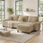 123'' Cloud Modular Couch Sofa, Oversized 3 Seat Comfy Sofa For Living Room, Sectional Couches With Ottoman, Detachable Seat Cushion & Backrest Cover, Chenille Fabric Oatmeal-1688226183