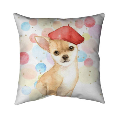 Chihuahua dog artist - 16"x16" Throw pillow cover - Poly twill - Print on demand