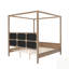 Lit plateforme à baldaquin en bois avec tête de lit tapissier, aucun sommier nécessaire-264664099-264664108