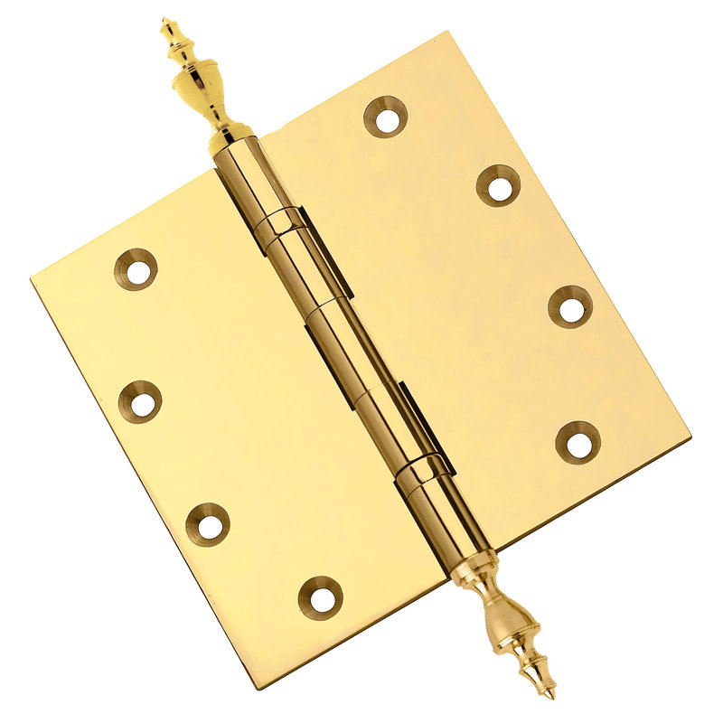 Charnière de porte simple à roulement à billes en laiton massif H 5 po x l 5 po, Laiton poli