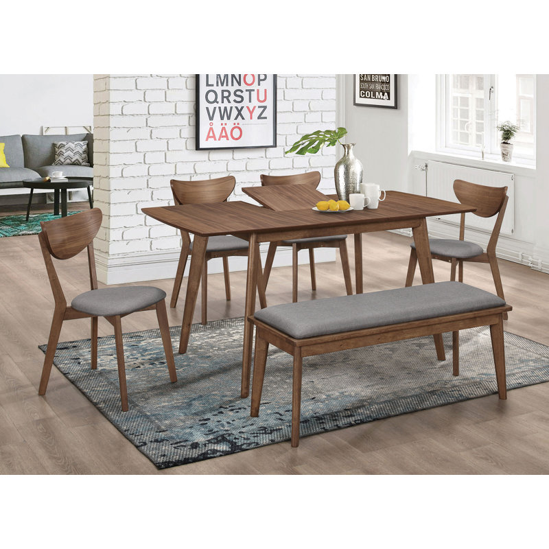 Ensemble de salle à manger 6 pièces Menese, 6 pièces: table, banc, 4 chaises