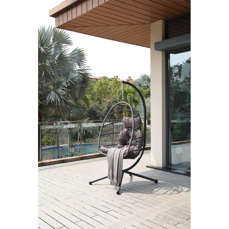 Dark Gray Cushion Egg Chair With Stand, Gray