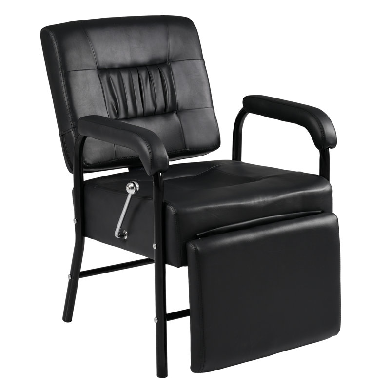 Fauteuil de shampooing inclinable avec repose-pieds - Fauteuil de coiffeur pour salon de coiffure en cuir polyuréthane noir