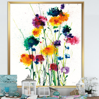 Cadre photo « indigo, vert et jaune aquarelle », reproduction sur toile