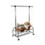 Portant extensible en métal chromé avec tablette réglable et roulettes, argent