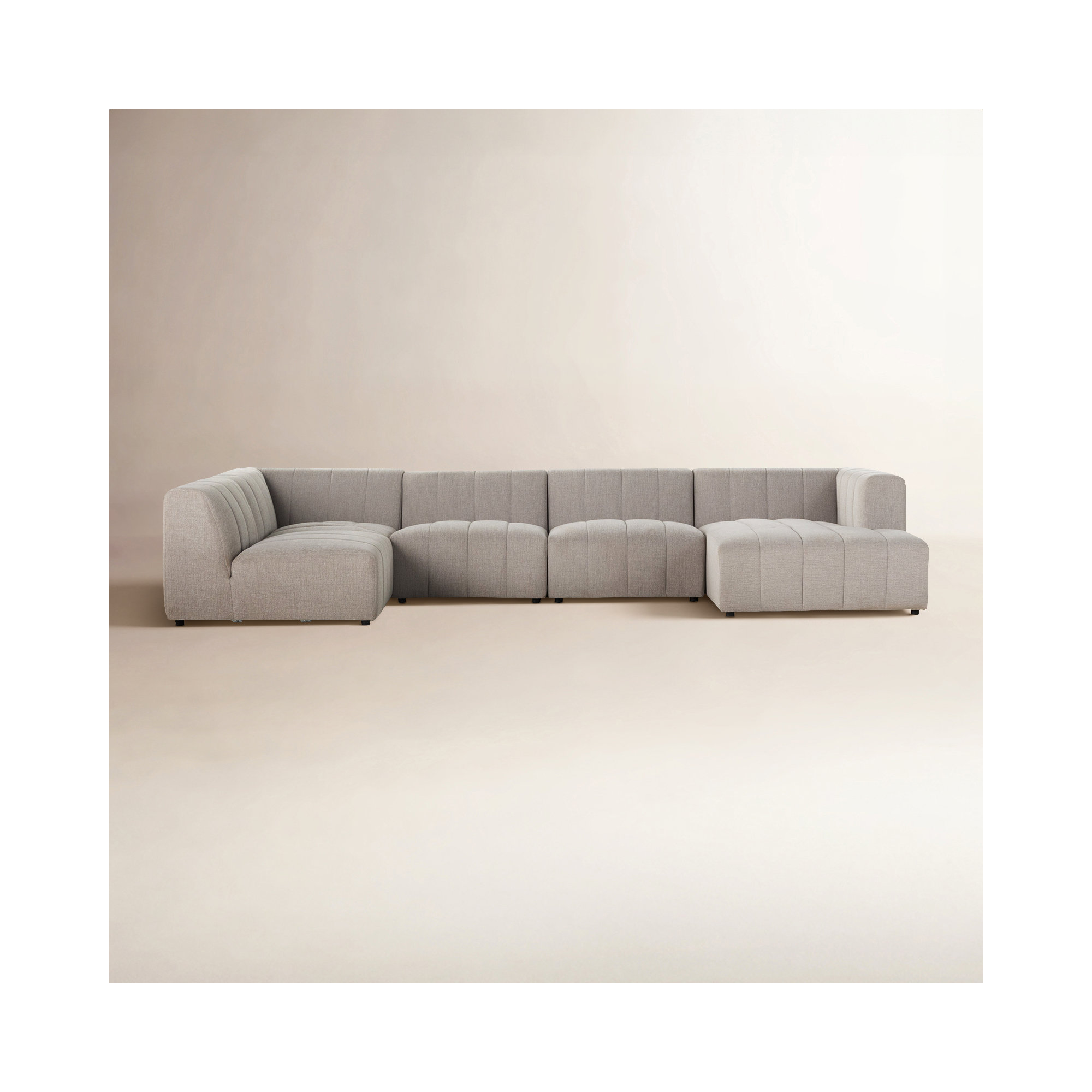 Bowry 157" Wide Modular Sectional, Gray Polyester, Right Hand Facing