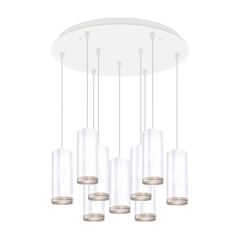 Cameo LED Pendant, White, 9 Lights, 75 W