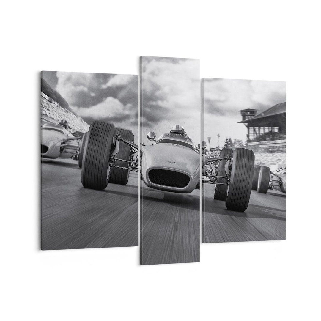 3-tlg. Leinwandbilder-Set Formula 1 Black and White