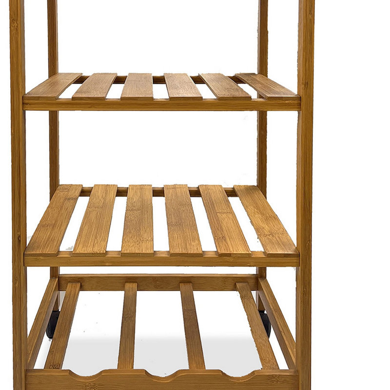 Harry Brown Bamboo Kitchen Bar Cart with Drawer and Shelves