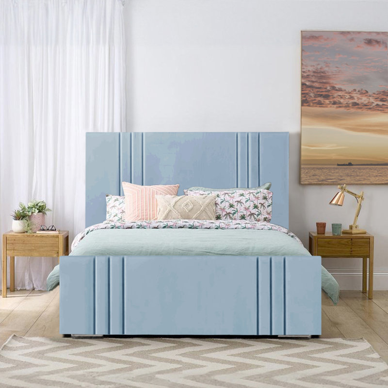 Adelpho Upholstered Bed, Sky Blue, Double (4'6)