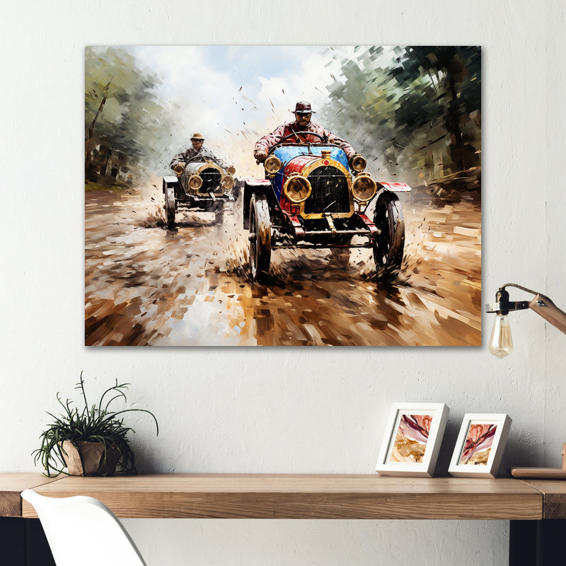 Rétro années 1930, voitures de course III, H 16 po x l 32 po x P 1 po